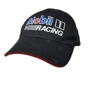Mobil 1 Racing Hat Pegasus Logo Jeremy Mayfield Black Embroidered Adjustable Cap